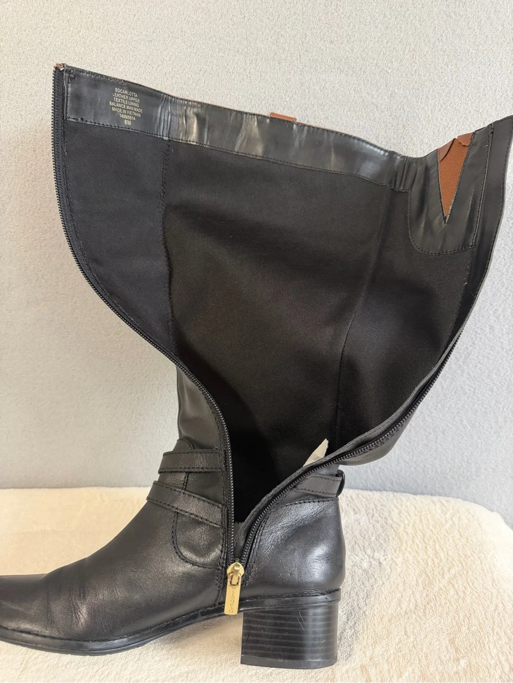Bandolino Carlota Boots Two-Tone Black/Brown Size 6M Women’s Leather Block Heel